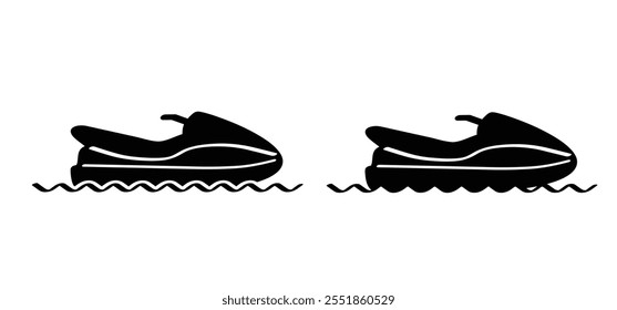 Cartoon jet ski. Water scooter, sea sport. For holiday or vacation. Fun  concept symbol. Waterscooter sports.