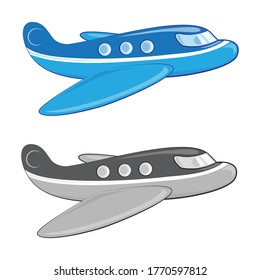 Cartoon jets, colored and monochrome versions. Vector illustration, EPS 10. 