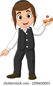 Cartoon jewish woman holding a doughnuts