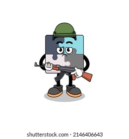 Cartoon of jigsaw puzzle soldier , character design