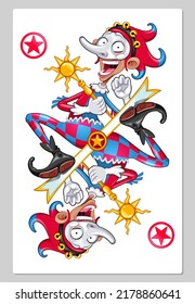 Cartoon Joker for playing cards. Vector illustration. 