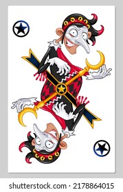 Cartoon Joker for playing cards. Vector illustration. 