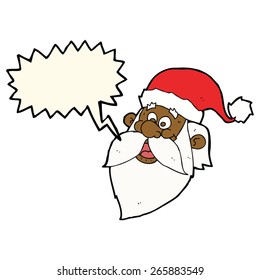cartoon jolly santa claus face with speech bubble