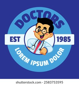 Cartoon Of Joyful Doctor Logo