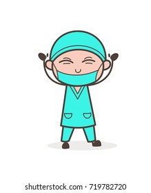 Cartoon Joyful Physiatrist Doctor Vector Illustration