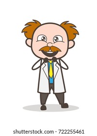 Cartoon Joyful Scientist Smiling Face Vector Illustration