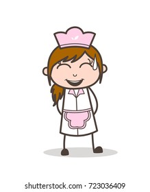 Cartoon Joyful Waitress Smiling Face Vector Illustration