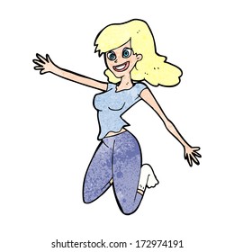 cartoon jumping woman