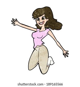 cartoon jumping woman