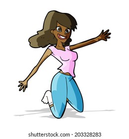 cartoon jumping woman