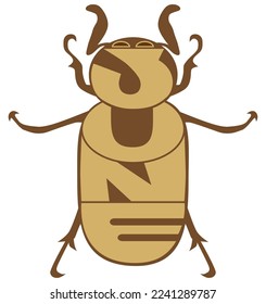 A cartoon June bug with six legs against a white background