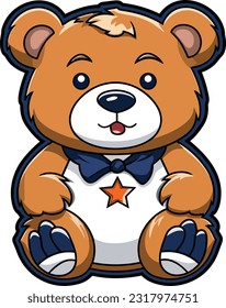 Cartoon Juneteenth Bear isolated on White Background, Vector , For Tshirt