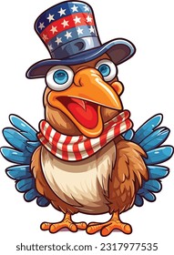 Cartoon Juneteenth Chicken isolated on White Background, Vector , For Tshirt