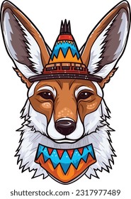 Cartoon Juneteenth Coyote isolated on White Background, Vector , For Tshirt