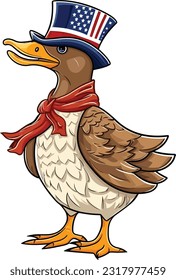 Cartoon Juneteste Ente einzeln auf weißem Hintergrund, Vektorgrafik, für T-Shirt
