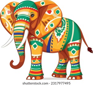 Cartoon Juneteenth Elephant isolated on White Background, Vector , For Tshirt