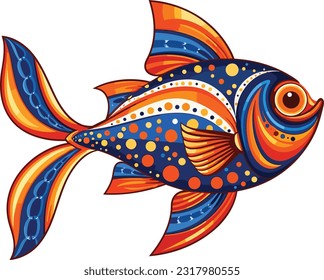 Cartoon Juneteenth fish isolated on White Background, Vector , For Tshirt