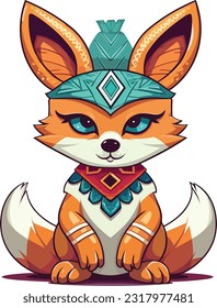 Cartoon Juneteenth Fox isolated on White Background, Vector , For Tshirt