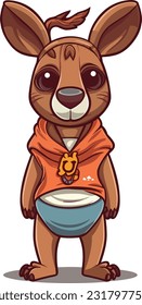 Cartoon Juneteenth Kangaroo isolated on White Background, Vector , For Tshirt