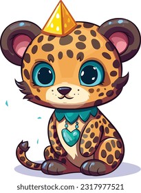 Cartoon Juneteenth Leopard isolated on White Background, Vector , For Tshirt