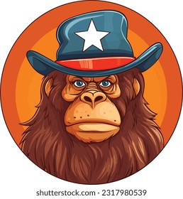 Cartoon Juneteenth Orangutan  isolated on White Background, Vector , For Tshirt