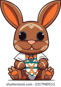 Cartoon Juneteenth Rabbit isolated on White Background, Vector , For Tshirt