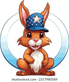 Cartoon Juneteenth Rabbit isolated on White Background, Vector , For Tshirt