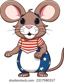 Cartoon Juneteenth Rat isolated on White Background, Vector , For Tshirt