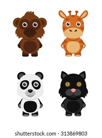 Cartoon jungle animals. Vector character avatars set