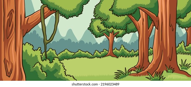 Cartoon jungle background. Design vector Illustration