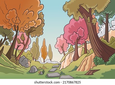 Fondo de la jungla de dibujos animados, vector Ilustración