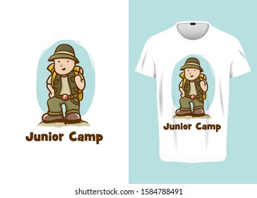 Cartoon Junior Camp Ranger Vector Illustration for t-shirt prints, posters, apparel, and other uses