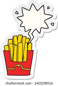 cartoon junk food fries with speech bubble sticker