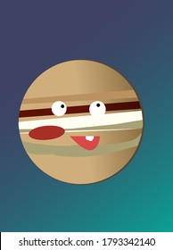 Cartoon Jupiter on a gradient background