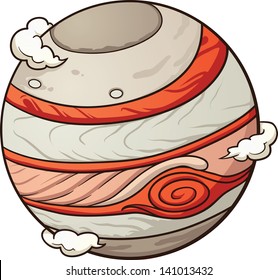 Cartoon Jupiter. Vector Clip Art Illustration With Simple Gradients. All In A Single Layer.