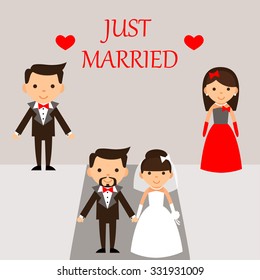 cartoon just married couple