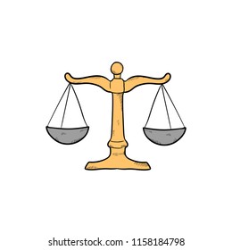 Cartoon Justice Scale Law Symbol Doodle Icon Vector  Color 