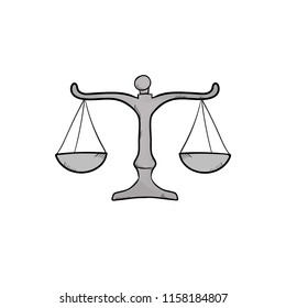 cartoon justice scale law symbol doodle icon vector  color 
