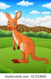 Cartoon kangaroo in Australian outback