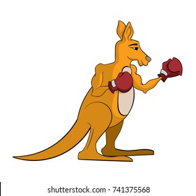Cartoon kangaroo with boxing gloves
