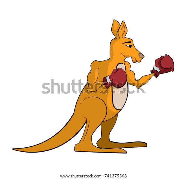 Cartoon Kangaroo Boxing Gloves Stock Vector (Royalty Free) 741375568