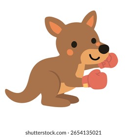 Cartoon Kangaroo Boxing with Red Gloves animal