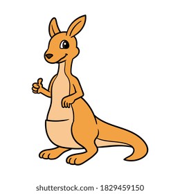 Cartoon Kangaroo Character Giving Thumbs Up