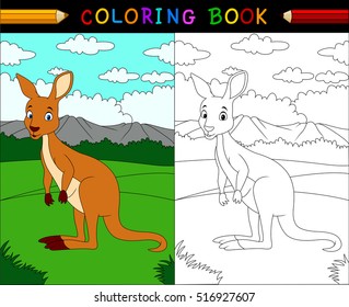 Cartoon kangaroo coloring book, Australian animals series

