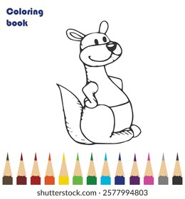 cartoon kangaroo coloring book design illustration 