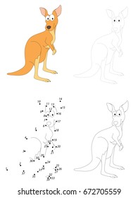 Cartoon kangaroo. Dot to dot educational game for kids