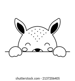 Cartoon kangaroo face in Scandinavian style. Cute animal for kids t-shirts, wear, nursery decoration, greeting cards, invitations, poster, house interior. Vector stock illustration