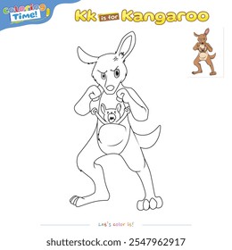 Cartoon Kangaroo fight mode Coloring pages and learning the alphabet. Educational game for children. fun activities for children to play and learn.