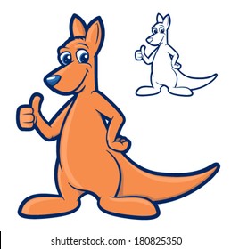 Cartoon kangaroo with his thumb up and smiling