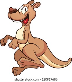 Cartoon kangaroo jumping. Vector clip art illustration with simple gradients. All in a single layer.